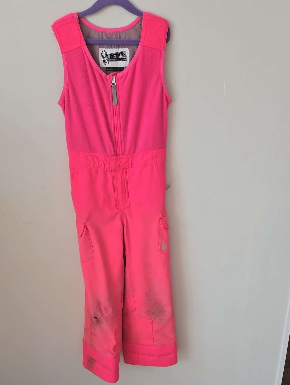 Spyder Girls' Hot Pink Ski Overalls